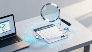 Listă de verificare pentru prezentări cu inteligență artificială: 12 aspecte cheie de verificat înainte de a prezenta diapozitivele